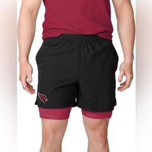 NFL Arizona Cardinals 2 in 1 Athletic Gym Workout Performance Shorts with Lining